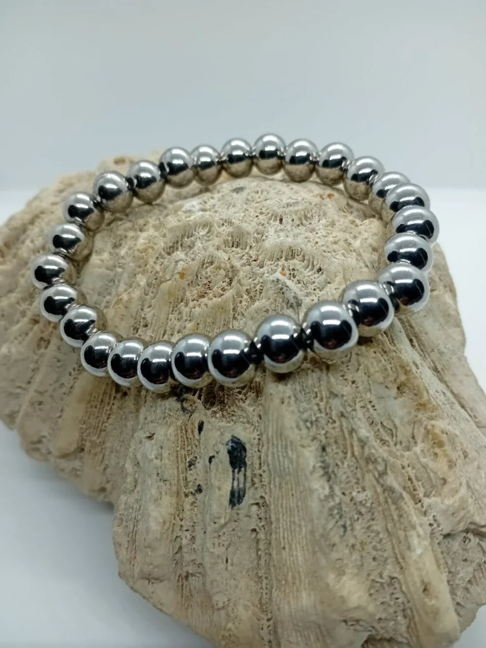 304 Stainless Steel Stretch Bead Bracelet 8MM Women Men NWT